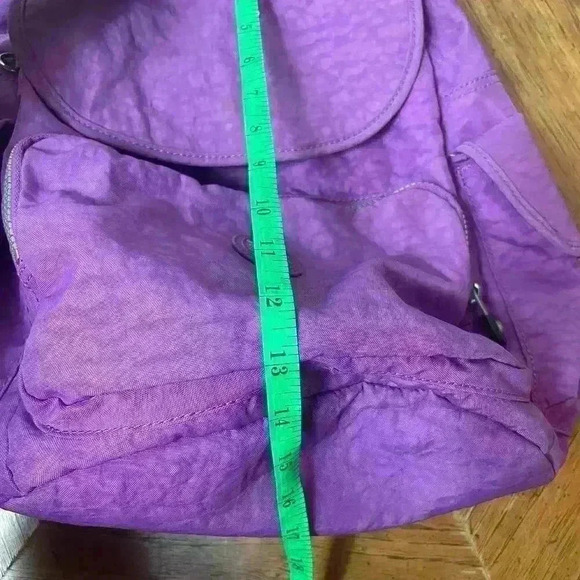 Kipling Small Medium Laptop Backpack Purple Drawstring Monkey Zip Magnetic - Picture 13 of 13